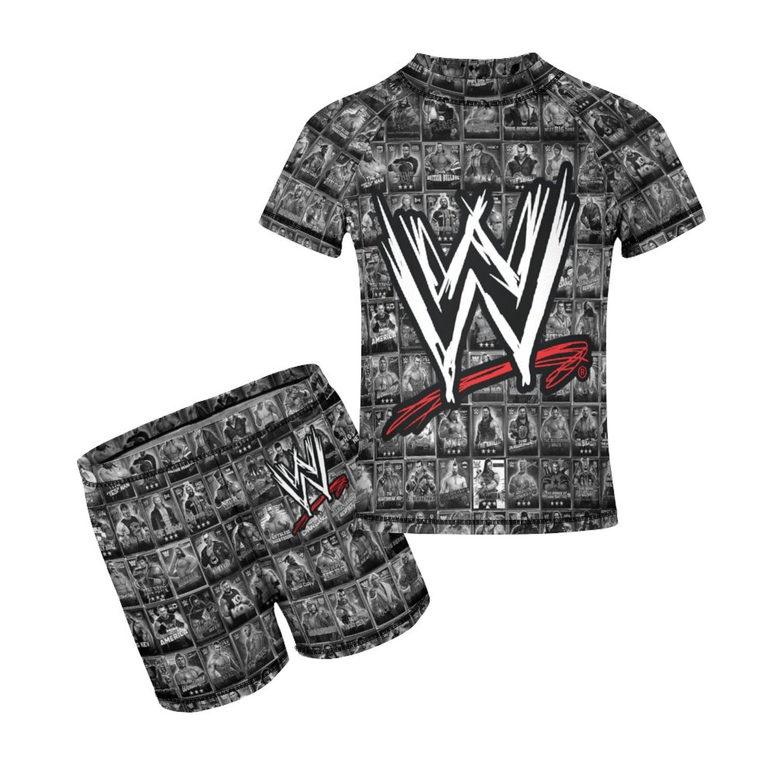 WWE WWE Boys Rash Guard Set 2 Piece Swimsuits Short Sleeve Bathing Suits with Trunks